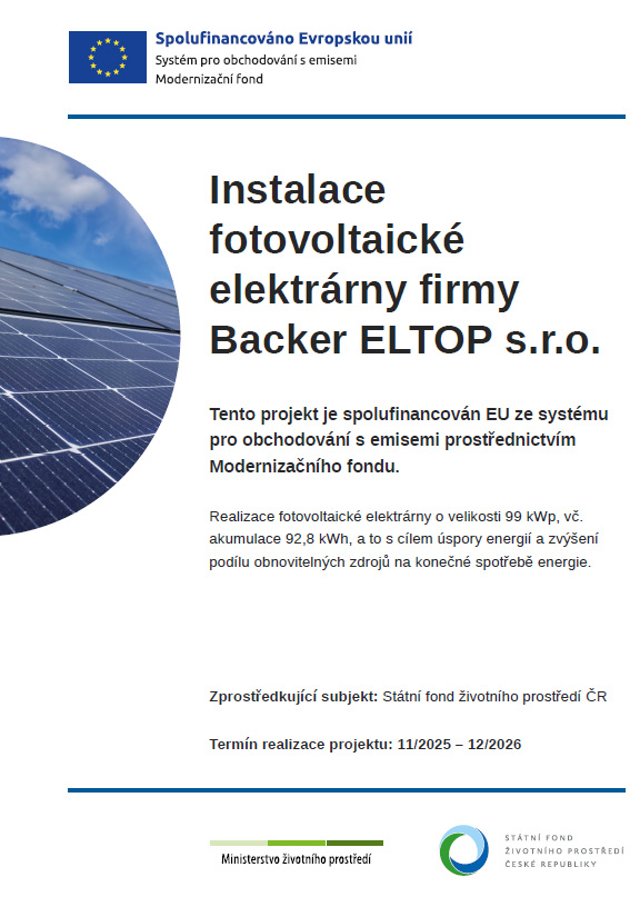 Projekt instalace fotovoltaické elektrárny na budově provozovny v Miřeticích